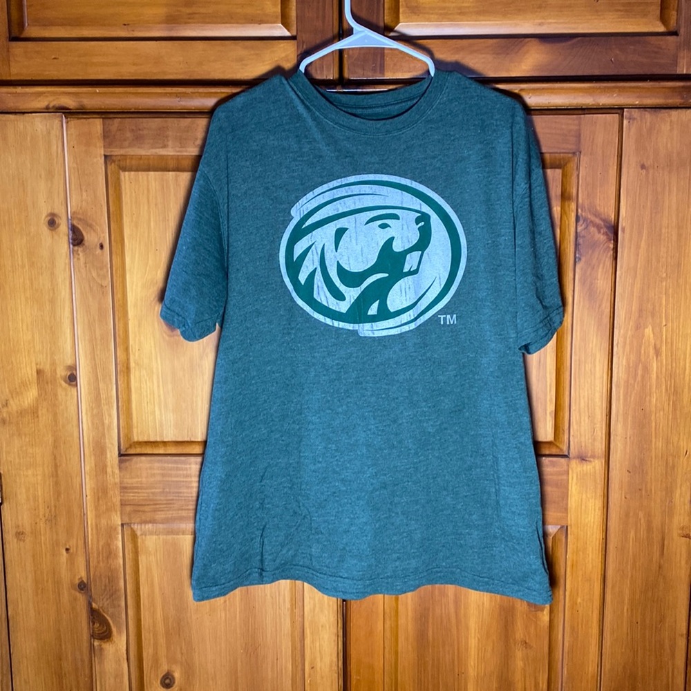 J. America Vintage Bemidji State Beavers Green and White Logo T Shirt